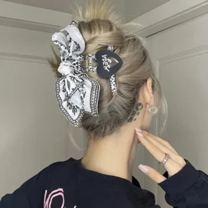 Bohemian Bow Hair Claw – Paisley Large Shark Clip for Women
