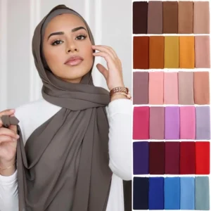 Muslim Chiffon Hijab Scarf – Long Solid Color Head Wrap for Women