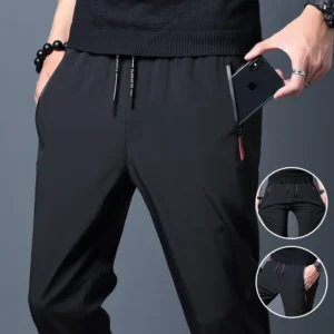Men’s Casual Pants Straight Slim Fit Elastic Waist Jogger