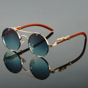 KAMMPT Vintage Round Sunglasses – Retro Double‑Bridge Unisex Design