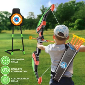 Kids Shooting Set – Green‑Light Bow with 10 Arrows & Dart Target