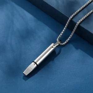 Smoking‑Cessation Breathing Necklace – Stainless Steel Pendant with Cotton Filter