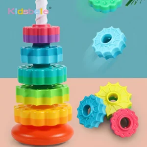 Rotated Rainbow Stacking Toy – Spinning Rings for Early Motor Skills & Color Learning