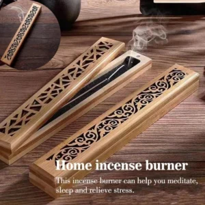 Natural Bamboo Incense Burner – Wooden Aromatherapy Box for Neat, Calm Burning