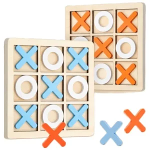 Montessori XO Chess Puzzle – 3D Geometric Shape Board Game